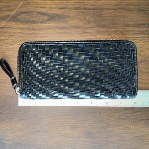 Cole Haan Black and Silver Woven Wallet